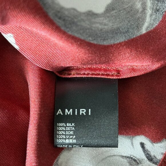 Amiri Red Skulls Silk Button Up Shirt - Picture 4 of 4